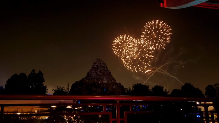 View watching Disneyland fireworks from Skyline Lounge
