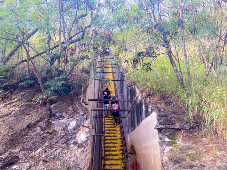 The final ascent of 99 stairs at Diamond Head Summit Hike