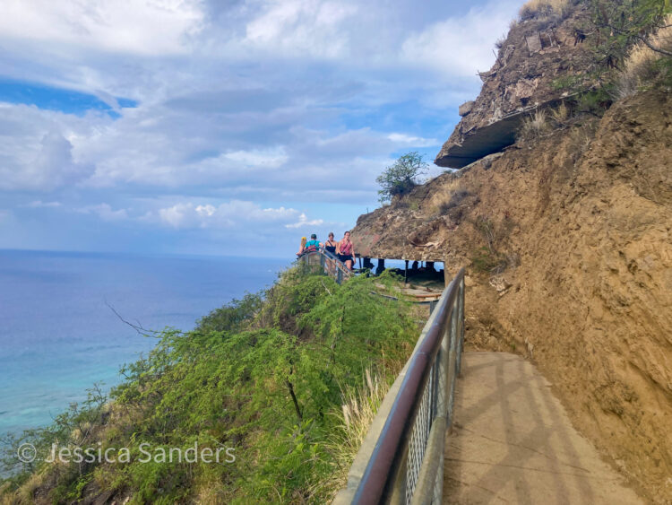 Photo of trail for Diamond Head Hike on Oahu near Waikiki with ocean in background